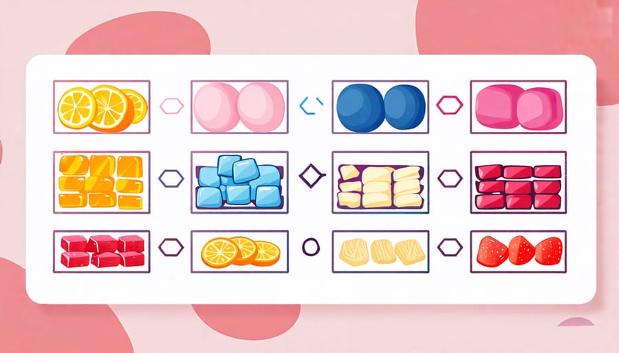 Illustration depicting the stages of freeze-drying candy, highlighting nutrient preservation